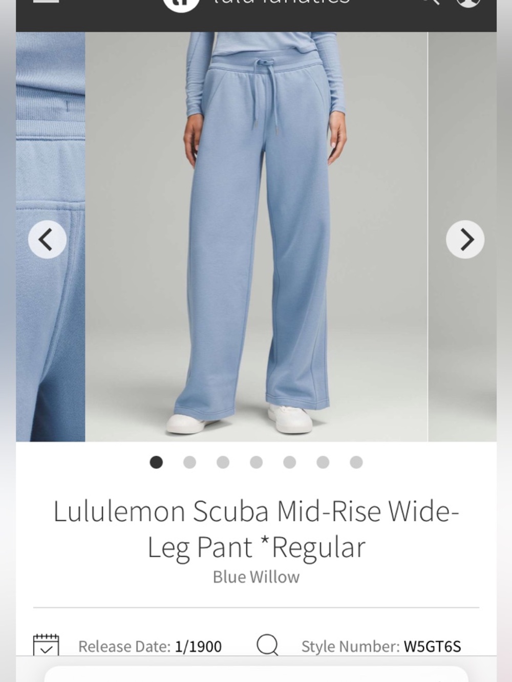 lululemon athletica Wide-Leg Scuba Pants in Blue Willow XS 2 4 28” short